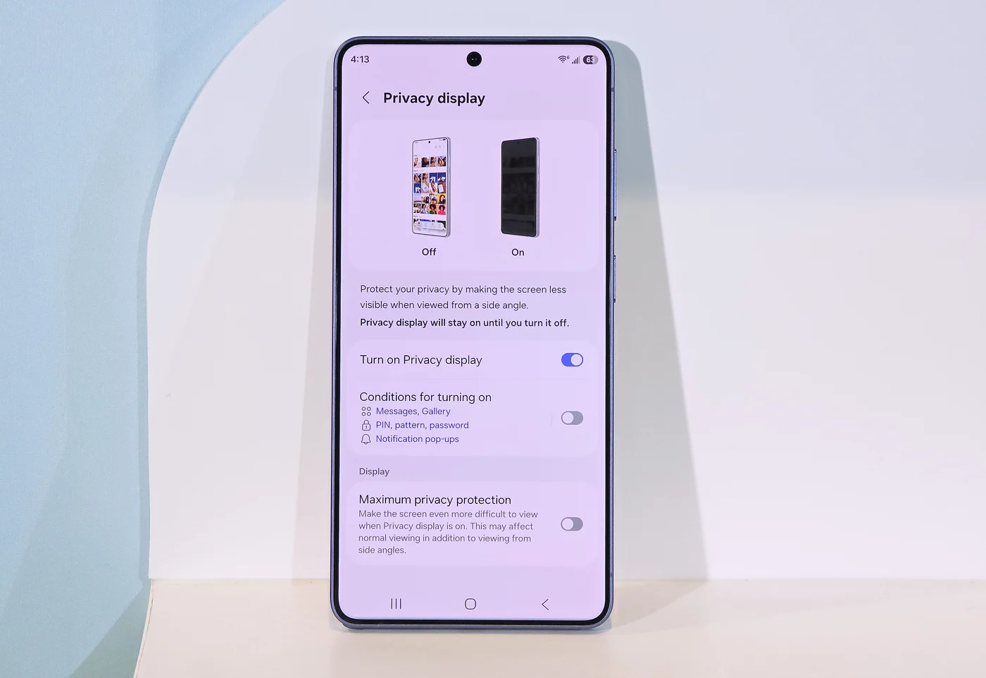 تنظیمات Privacy Display در سری گلکسی S26؛ تصویر رسمی سامسونگ